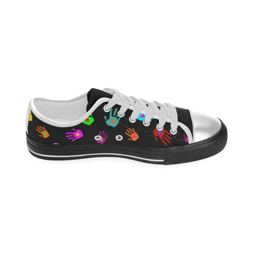 Multicolored HANDS with HEARTS love pattern Women's Classic Canvas Shoes (Model 018)
