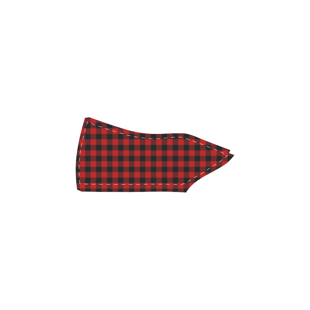 LUMBERJACK Squares Fabric - red black Women's Slip-on Canvas Shoes (Model 019)