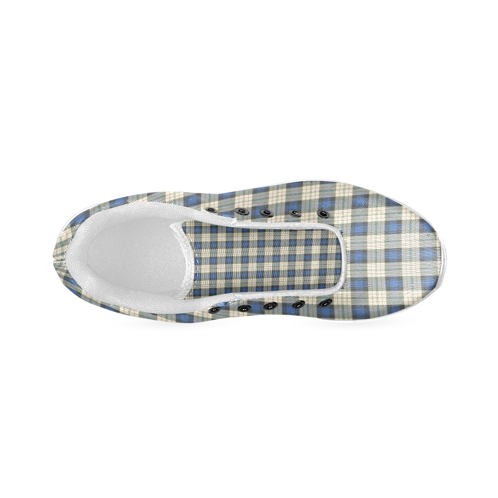 Classic Tartan Squares Fabric - blue beige Women’s Running Shoes (Model 020)