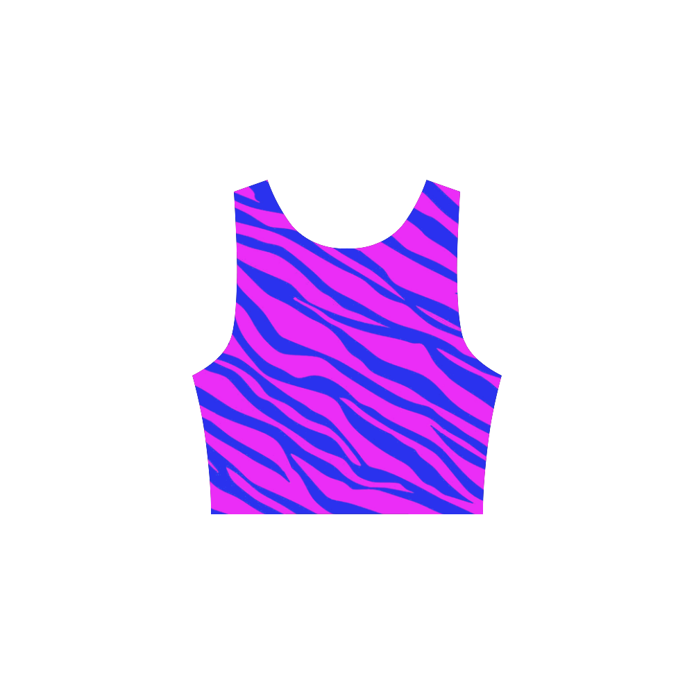 Hot Pink Blue Zebra Stripes Atalanta Sundress (Model D04)