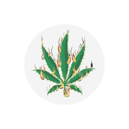 Flaming Marijuana Leaf Round Mousepad