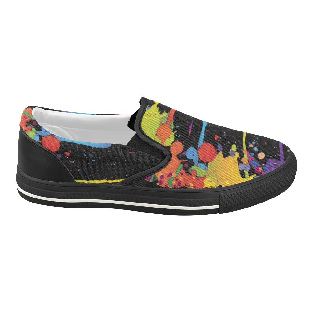 Crazy multicolored running SPLASHES Women's Slip-on Canvas Shoes (Model 019)