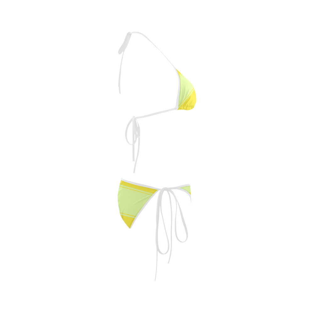 Lightgreen Yellow Ribbon Custom Bikini Swimsuit