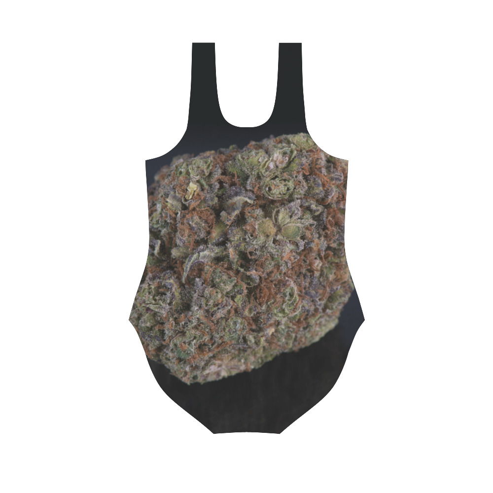 Medicinal Medical Marijuana on Black Vest One Piece Swimsuit (Model S04)