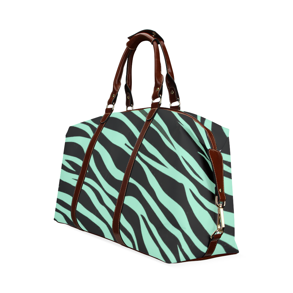 Mint Green Zebra Stripes Classic Travel Bag (Model 1643)