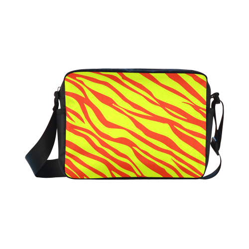 Cherry Red Sunshine Yellow Zebra Stripes Classic Cross-body Nylon Bags (Model 1632)