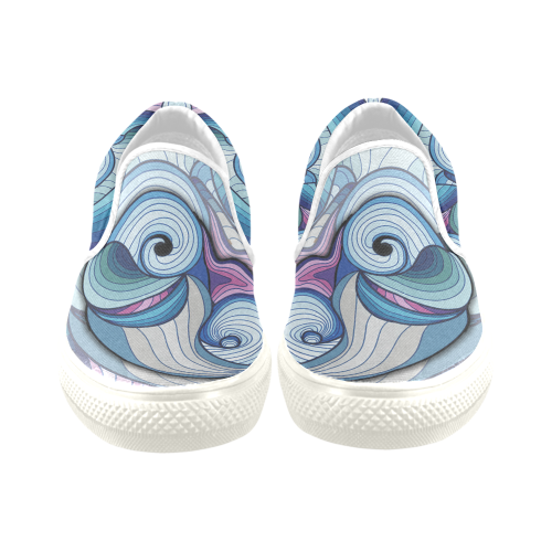 Astract baby dolphin Women's Unusual Slip-on Canvas Shoes (Model 019)