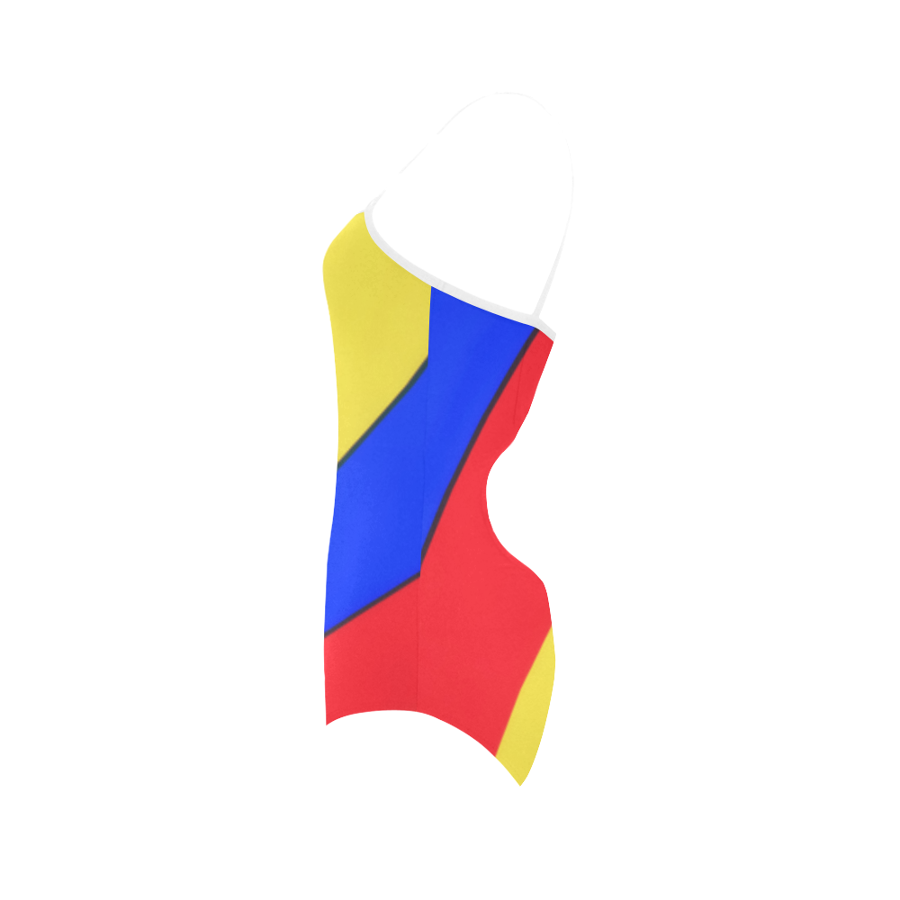 Stripes Yellow Blue Red Strap Swimsuit ( Model S05)