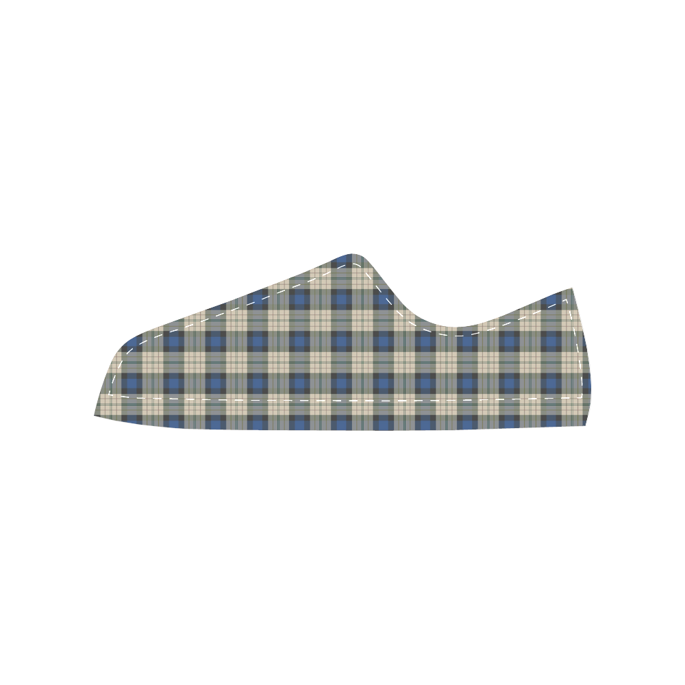 Classic Tartan Squares Fabric - blue beige Women's Classic Canvas Shoes (Model 018)
