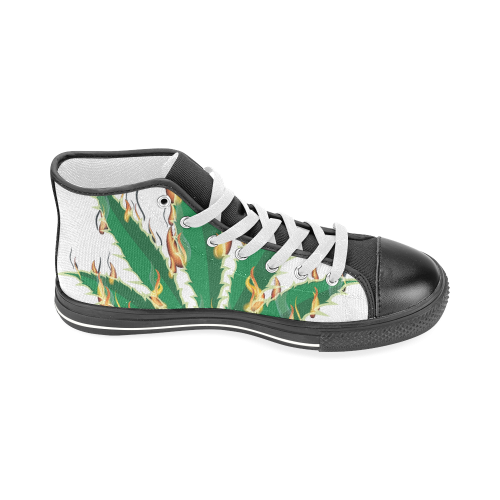 Flaming Marijuana Leaf Men’s Classic High Top Canvas Shoes (Model 017)