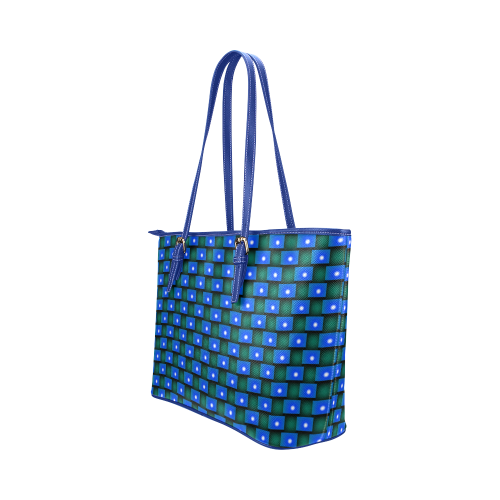 Interwoven Highlights - Blue & Green Leather Tote Bag/Large (Model 1651)