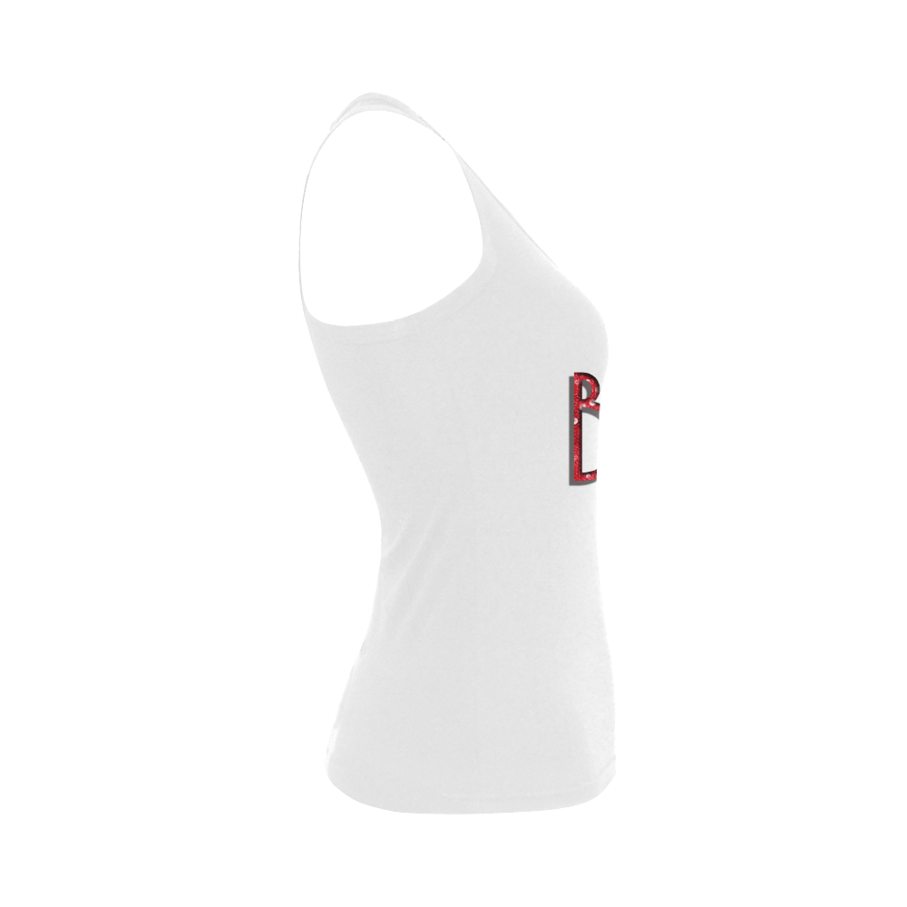 Red Sequin-Look BLING Women's Shoulder-Free Tank Top (Model T35)