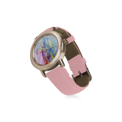 Mysical Abstract Women's Rose Gold Leather Strap Watch(Model 201)