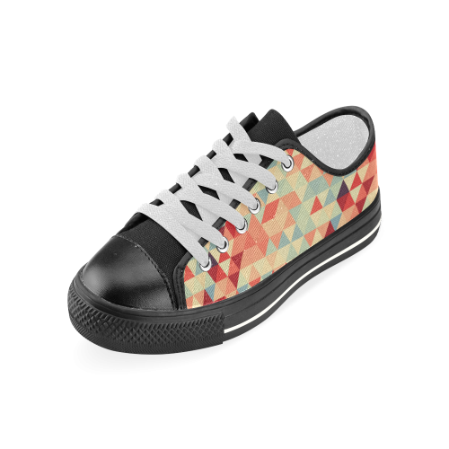 Modern Hipster TRINAGLES pattern red blue beige Women's Classic Canvas Shoes (Model 018)