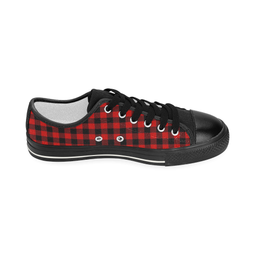 LUMBERJACK Squares Fabric - red black Women's Classic Canvas Shoes (Model 018)
