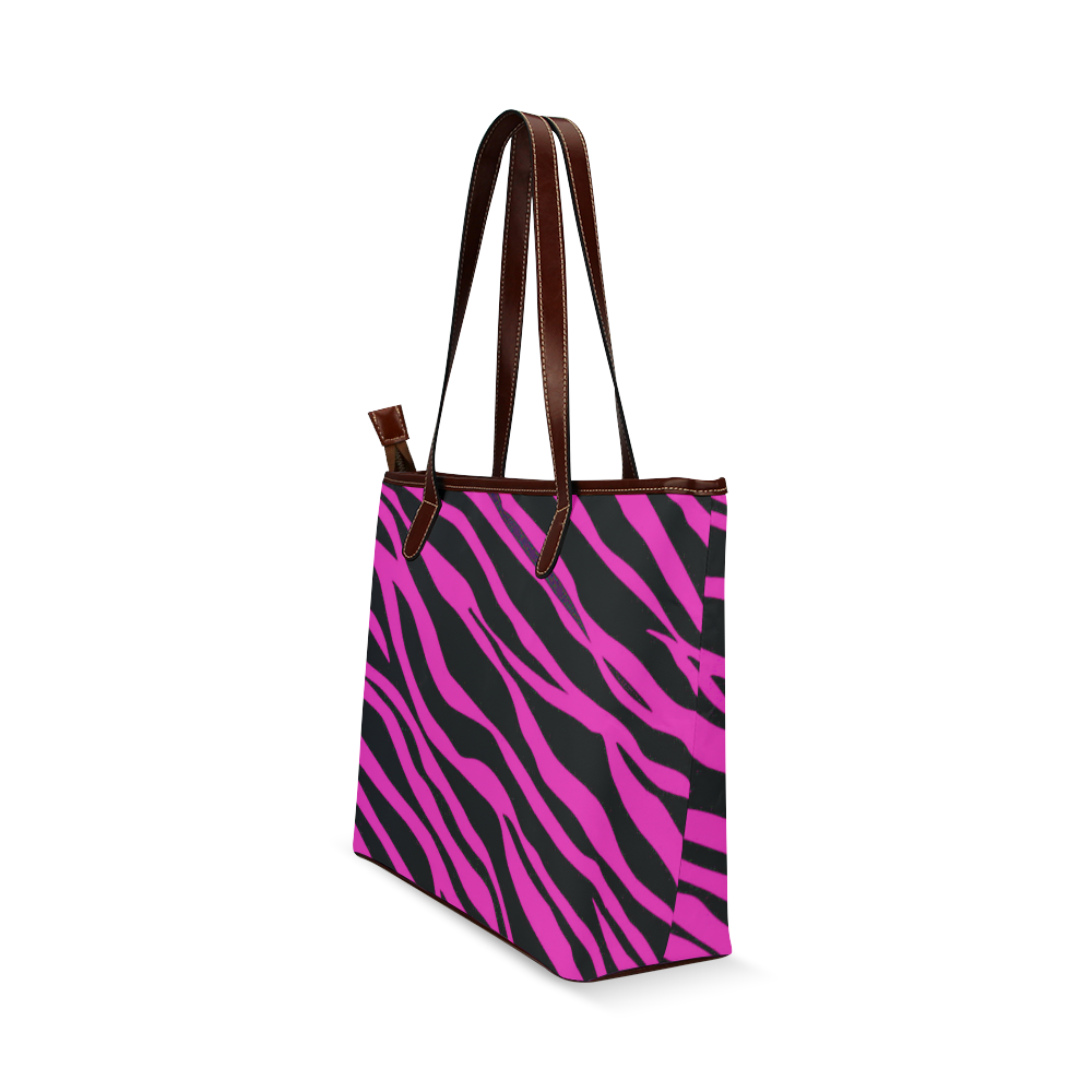 Hot Pink Zebra Stripes Shoulder Tote Bag (Model 1646)