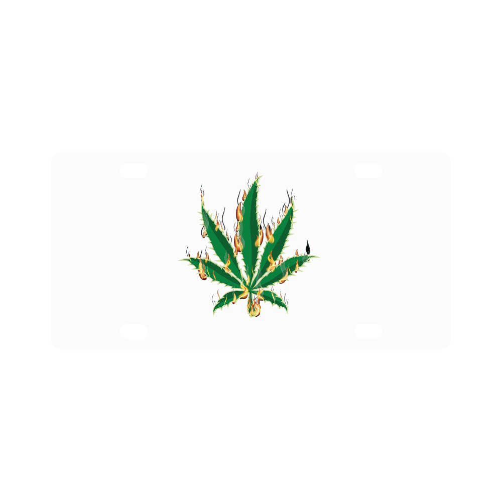 Flaming Marijuana Leaf Classic License Plate