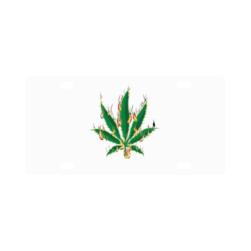 Flaming Marijuana Leaf Classic License Plate