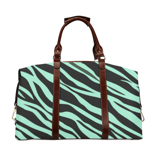 Mint Green Zebra Stripes Classic Travel Bag (Model 1643)
