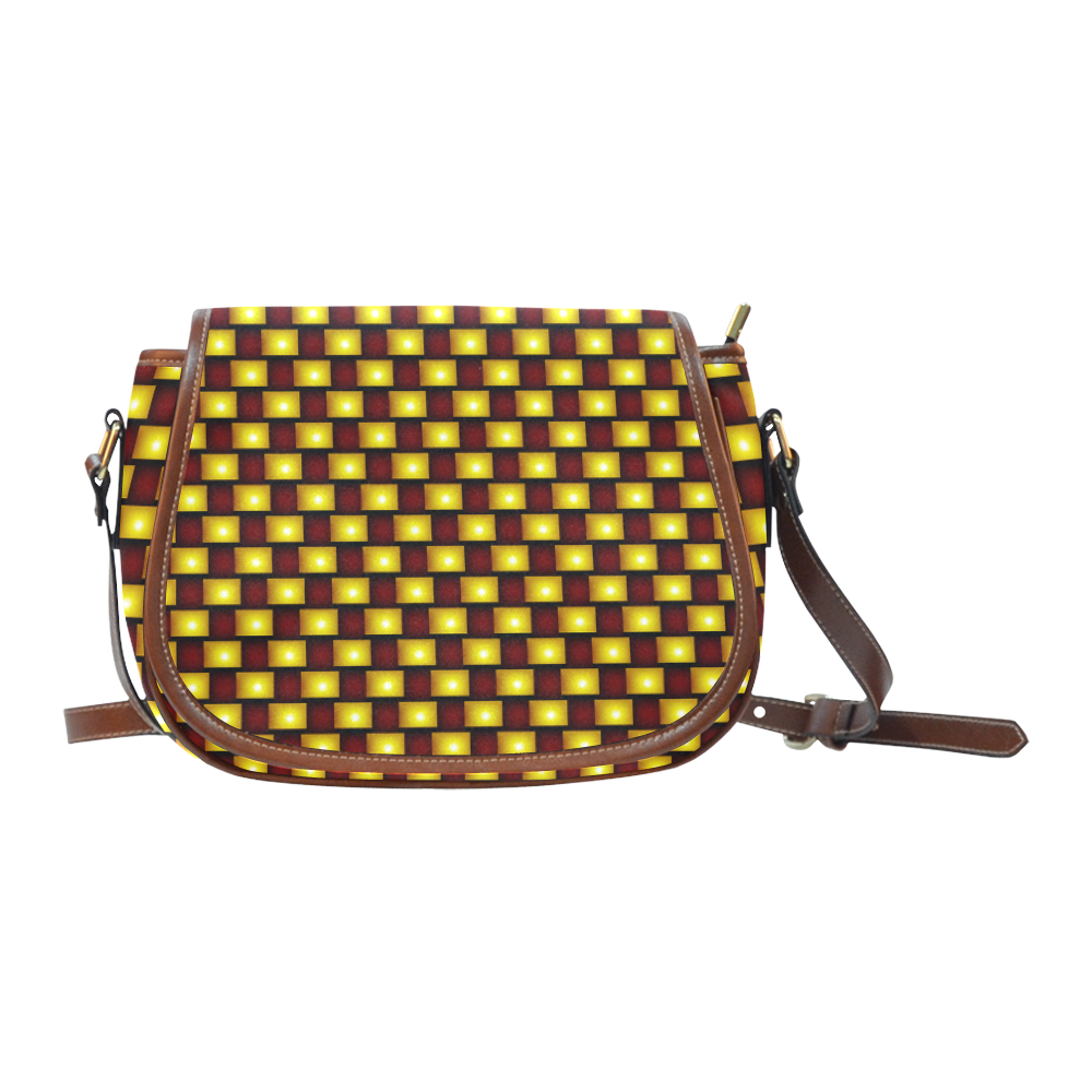 Interwoven Highlights - Yellow And Red Saddle Bag/Small (Model 1649) Full Customization