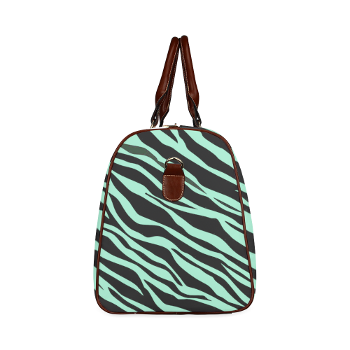 Mint Green Zebra Stripes Waterproof Travel Bag/Large (Model 1639)