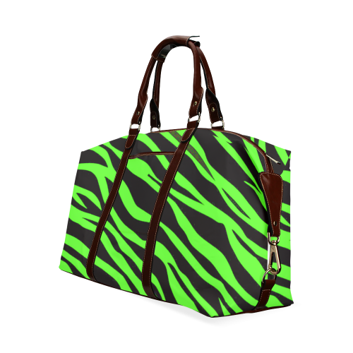 Neon Green Zebra Stripes Classic Travel Bag (Model 1643)