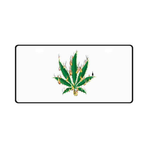 Flaming Marijuana Leaf License Plate