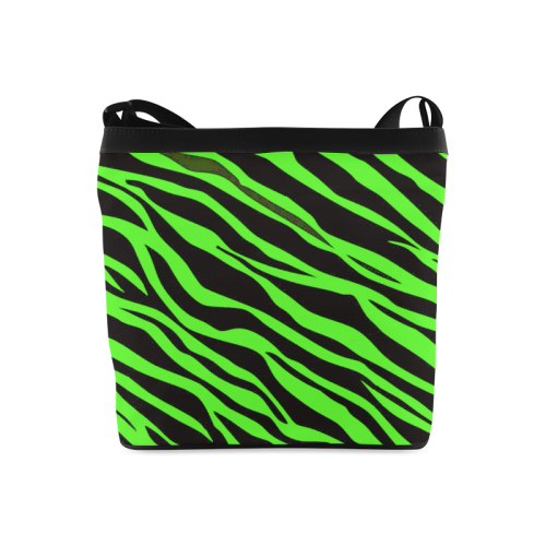 Neon Green Zebra Stripes Crossbody Bags (Model 1613)