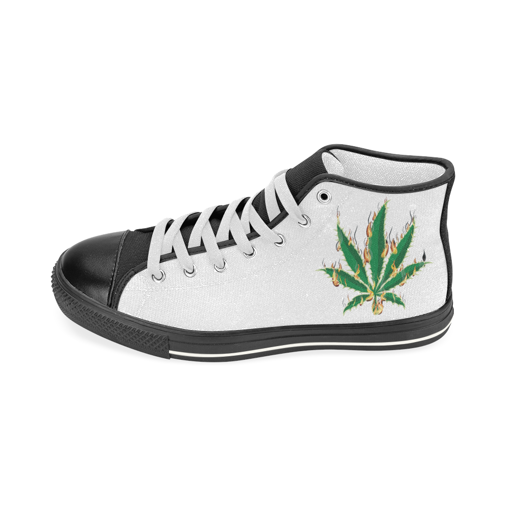 Flaming Marijuana Leaf Men’s Classic High Top Canvas Shoes (Model 017)