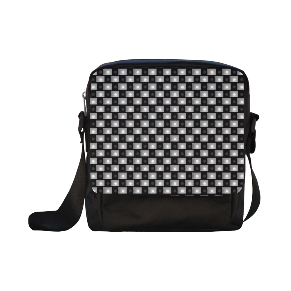 Interwoven Highlights - Black & Gray Crossbody Nylon Bags (Model 1633)