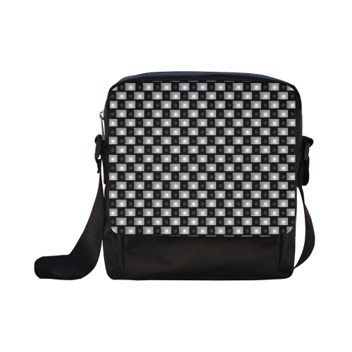 Interwoven Highlights - Black & Gray Crossbody Nylon Bags (Model 1633)