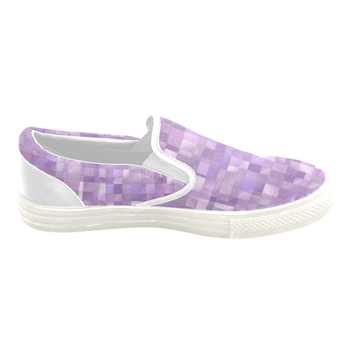 Purple Pearl Mosaic Men's Unusual Slip-on Canvas Shoes (Model 019)