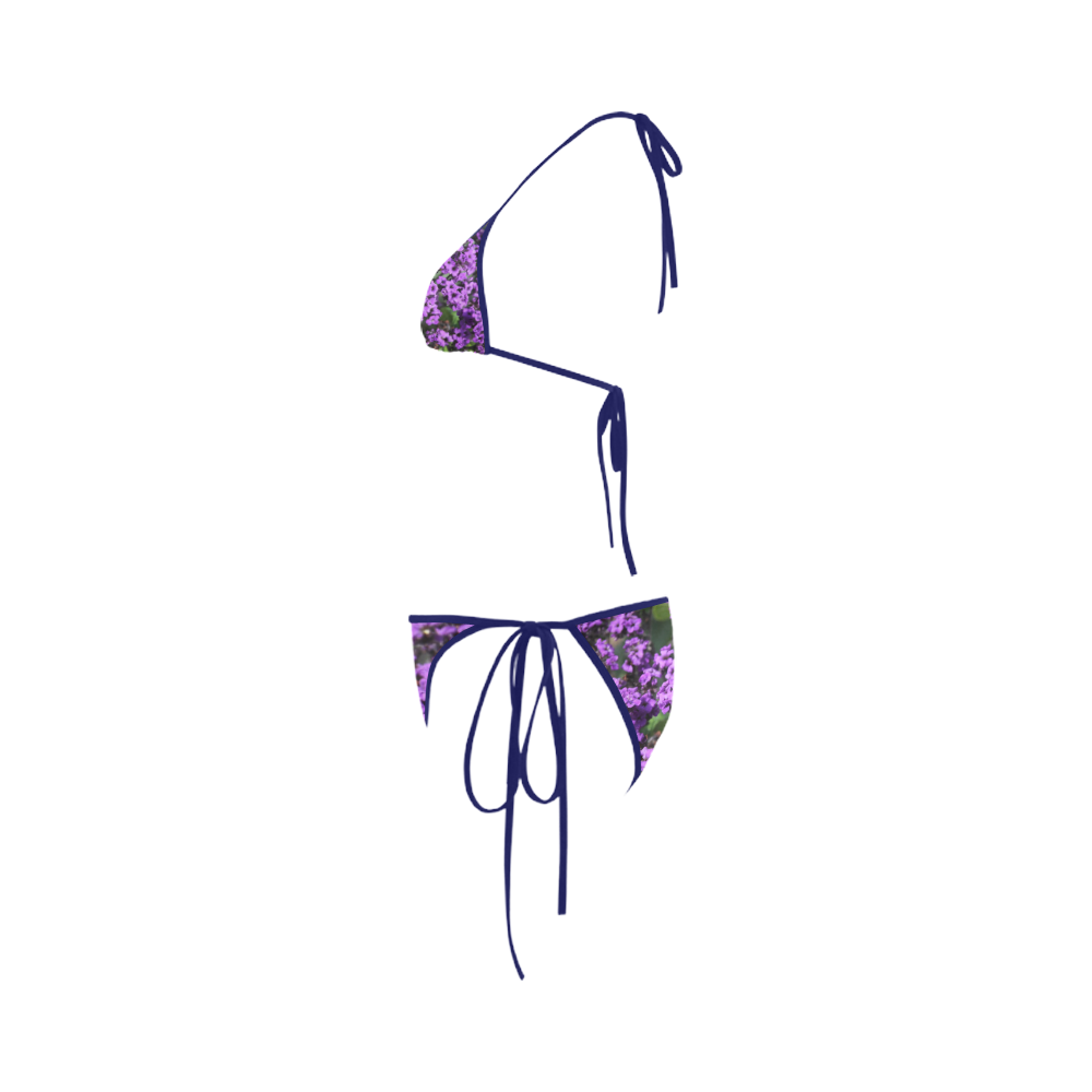 Purple Flowers Custom Bikini Swimsuit