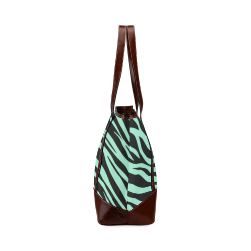 Mint Green Zebra Stripes Tote Handbag (Model 1642)
