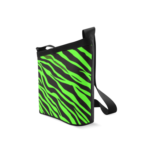 Neon Green Zebra Stripes Crossbody Bags (Model 1613)