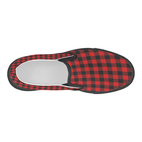 LUMBERJACK Squares Fabric - red black Women's Slip-on Canvas Shoes (Model 019)