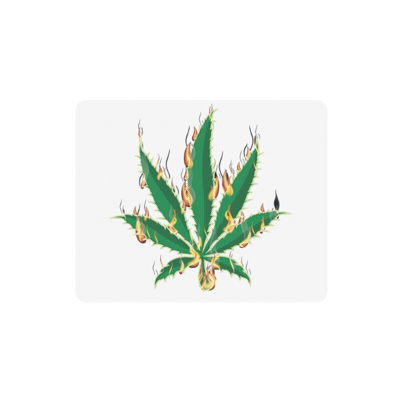 Flaming Marijuana Leaf Rectangle Mousepad