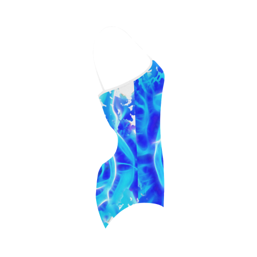 Blue rose fractal Strap Swimsuit ( Model S05)