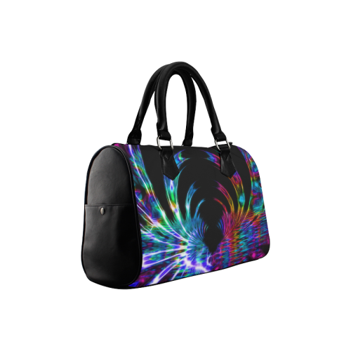 Rainbow and black fractal Boston Handbag (Model 1621)