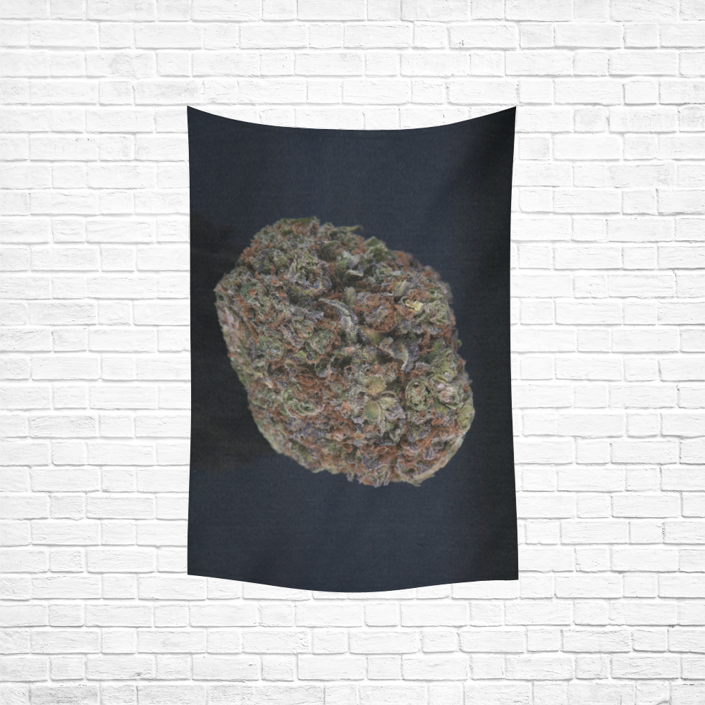 Medicinal Medical Marijuana on Black Cotton Linen Wall Tapestry 40"x 60"