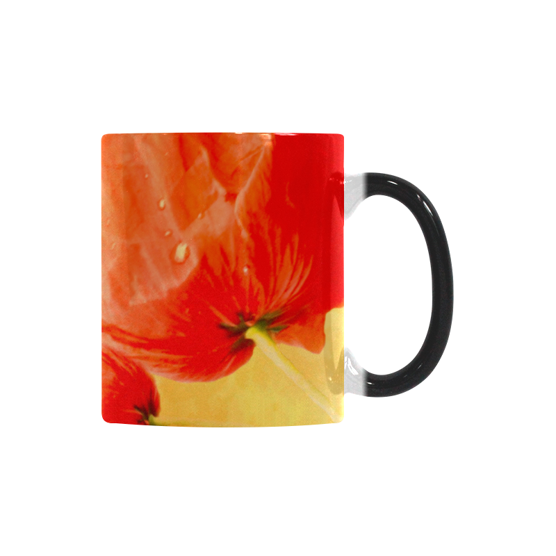 Poppy Summer Red Gold Art Design Custom Morphing Mug