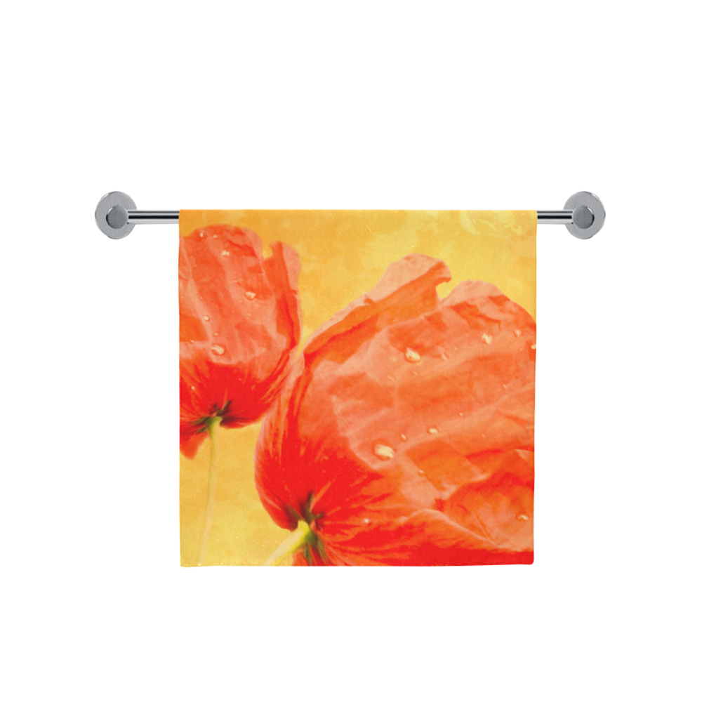 Poppy Summer Red Gold Art Design Bath Towel 30"x56"