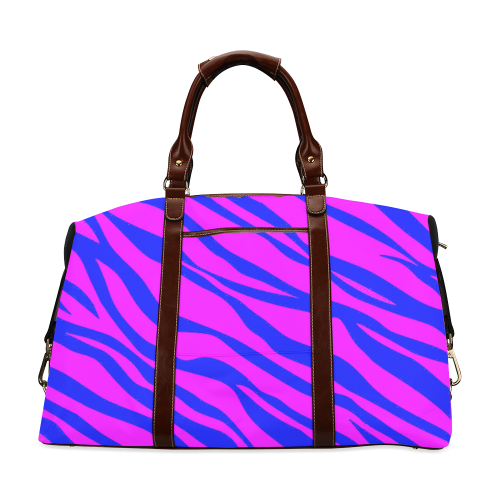 Hot Pink Blue Zebra Stripes Classic Travel Bag (Model 1643)
