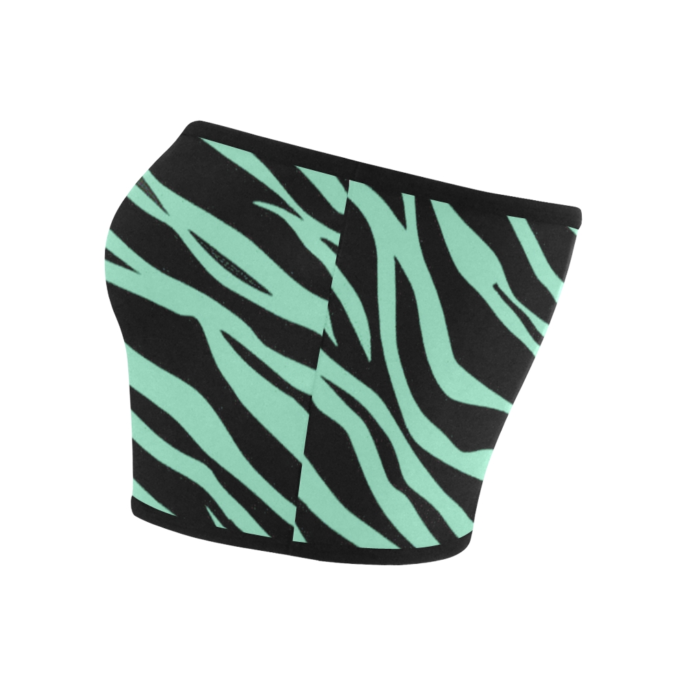 Mint Green Zebra Stripes Bandeau Top