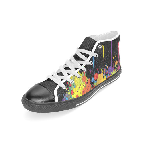 Crazy multicolored running SPLASHES Women's Classic High Top Canvas Shoes (Model 017)