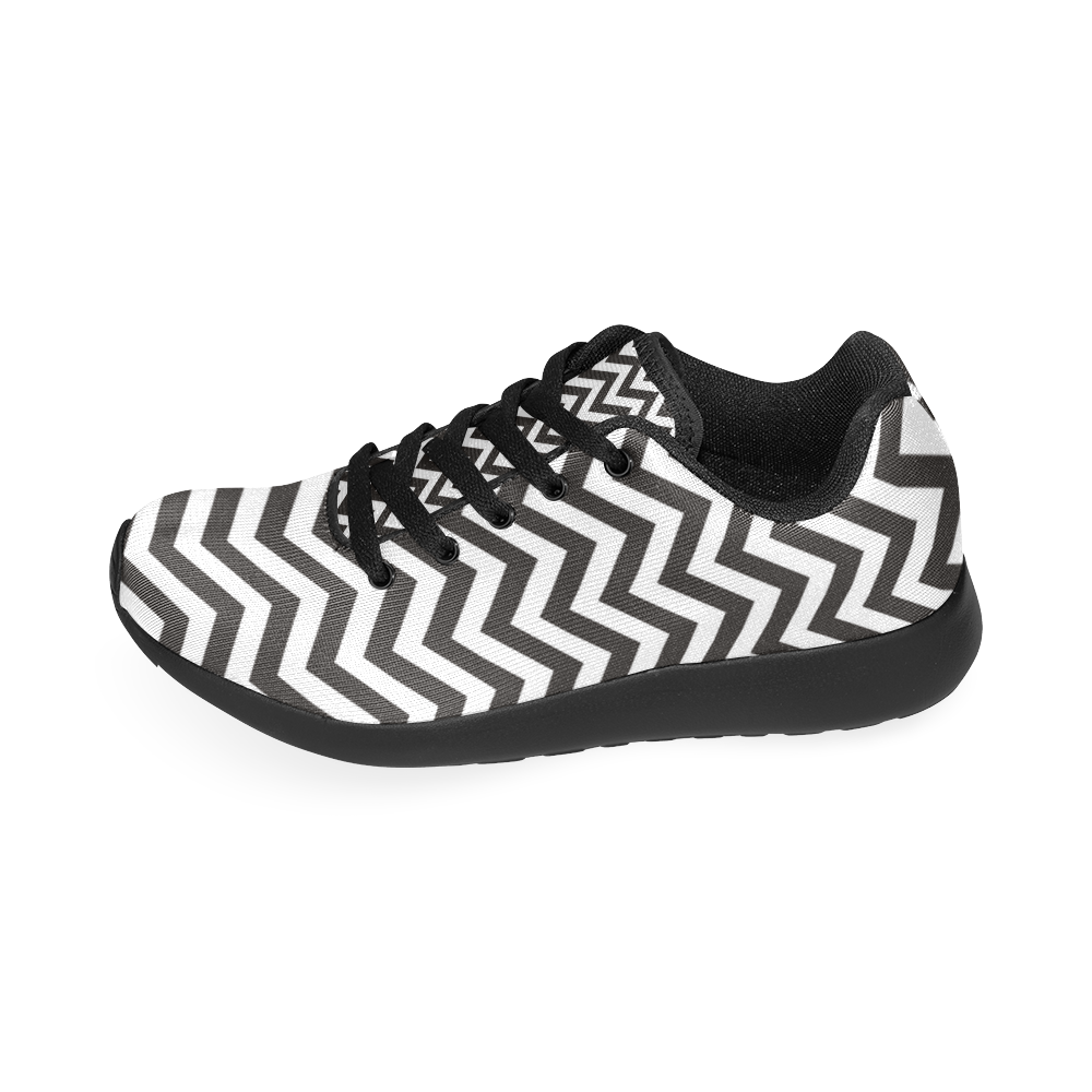 HIPSTER zigzag chevron pattern black & white Women’s Running Shoes (Model 020)