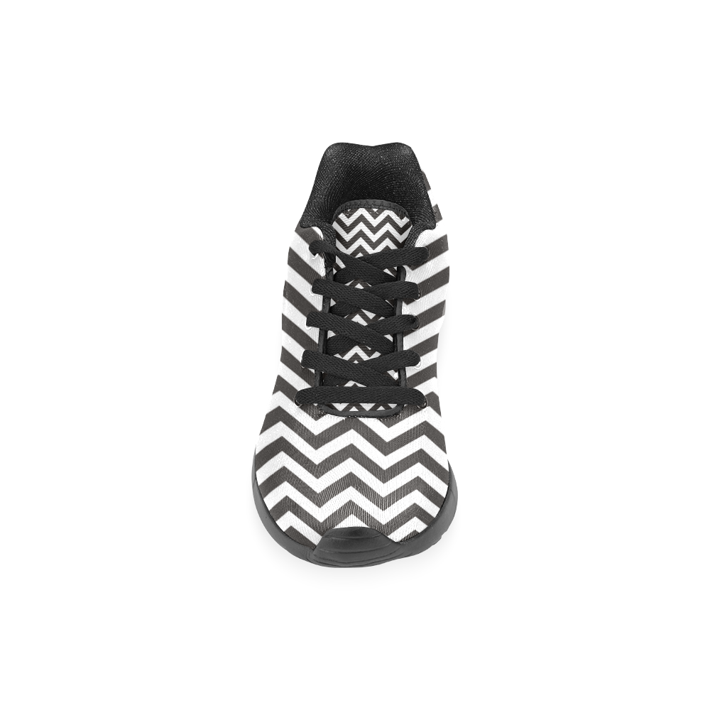HIPSTER zigzag chevron pattern black & white Women’s Running Shoes (Model 020)