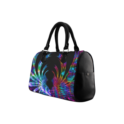 Rainbow and black fractal Boston Handbag (Model 1621)