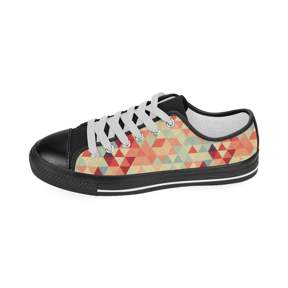 Modern Hipster TRINAGLES pattern red blue beige Women's Classic Canvas Shoes (Model 018)