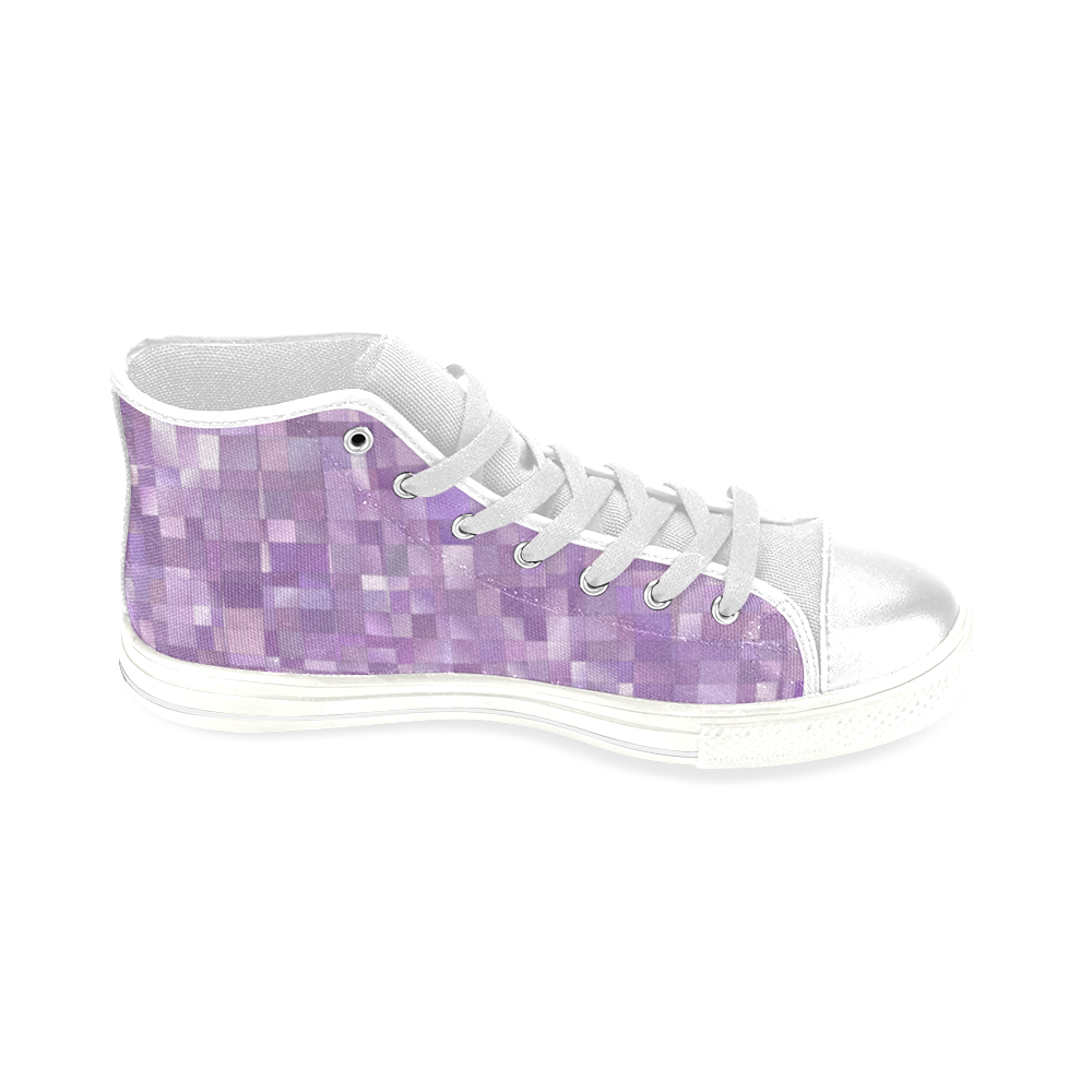 Purple Pearl Mosaic Men’s Classic High Top Canvas Shoes (Model 017)